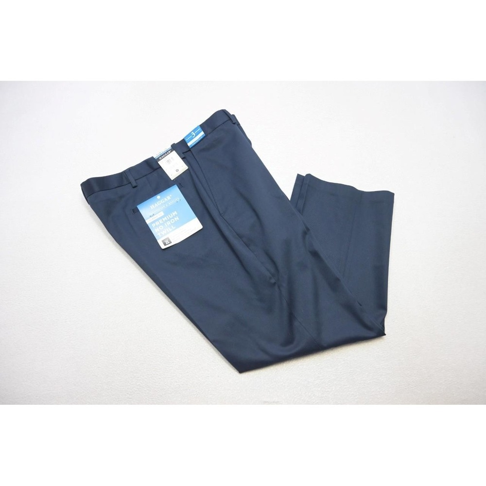 Haggar Premium Dress Pants Classic Fit Flat Dark Blue Mens Size 40 x 29 NWT